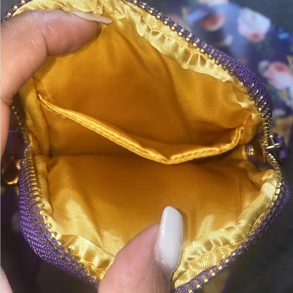 Disney Parks TINKERBELL Purple Floral Tablet Case Crossbody Purse Bag & Wristlet - Picture 9 of 9